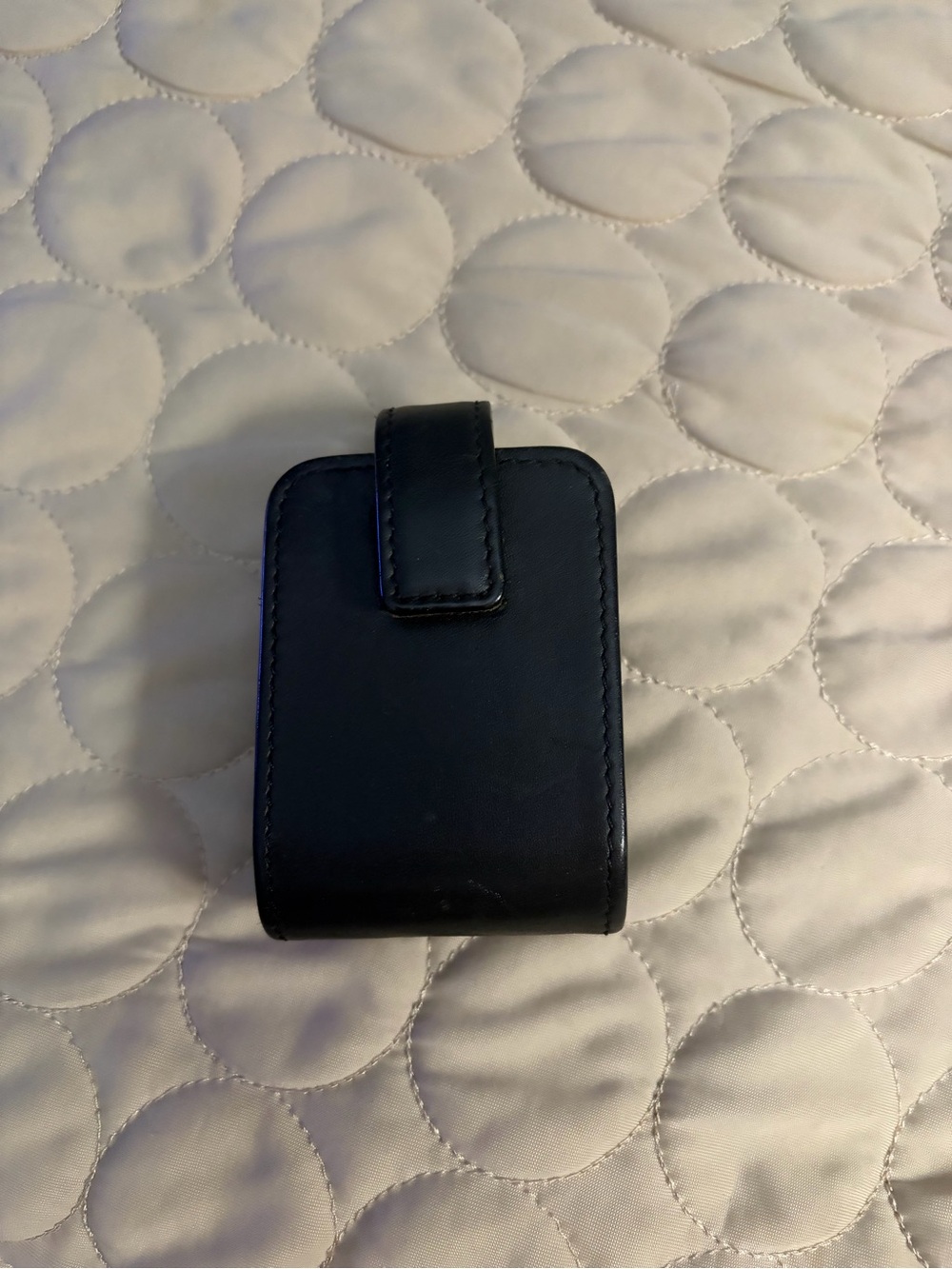 Coach Black Leather Flip Phone Pouch with Velcro Closure